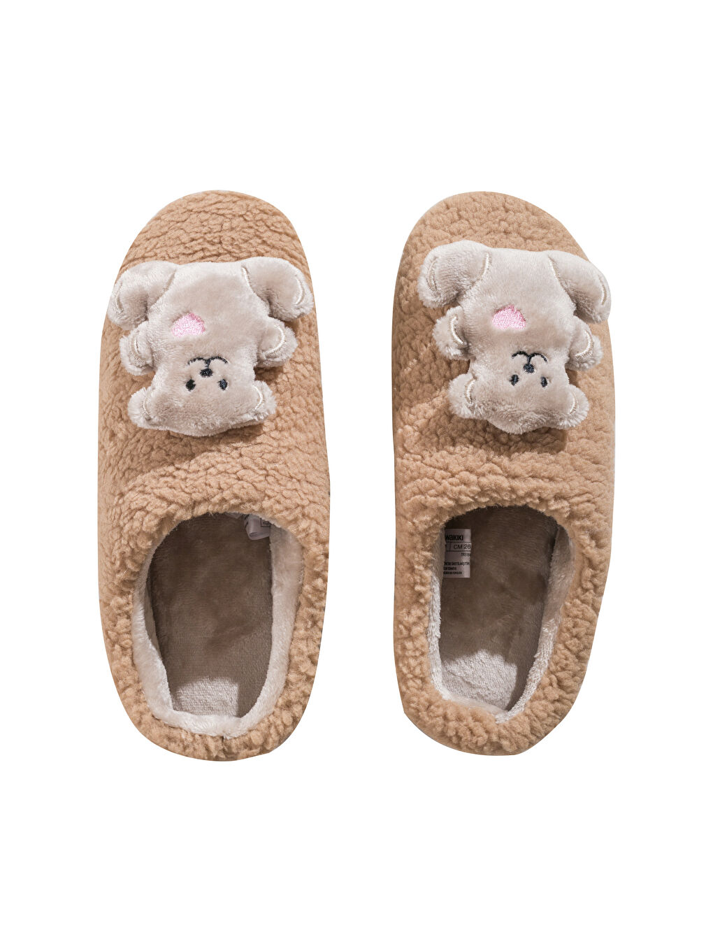 Bej Hayvan Figürlü Pelüş Kadın Ev Terliği-5