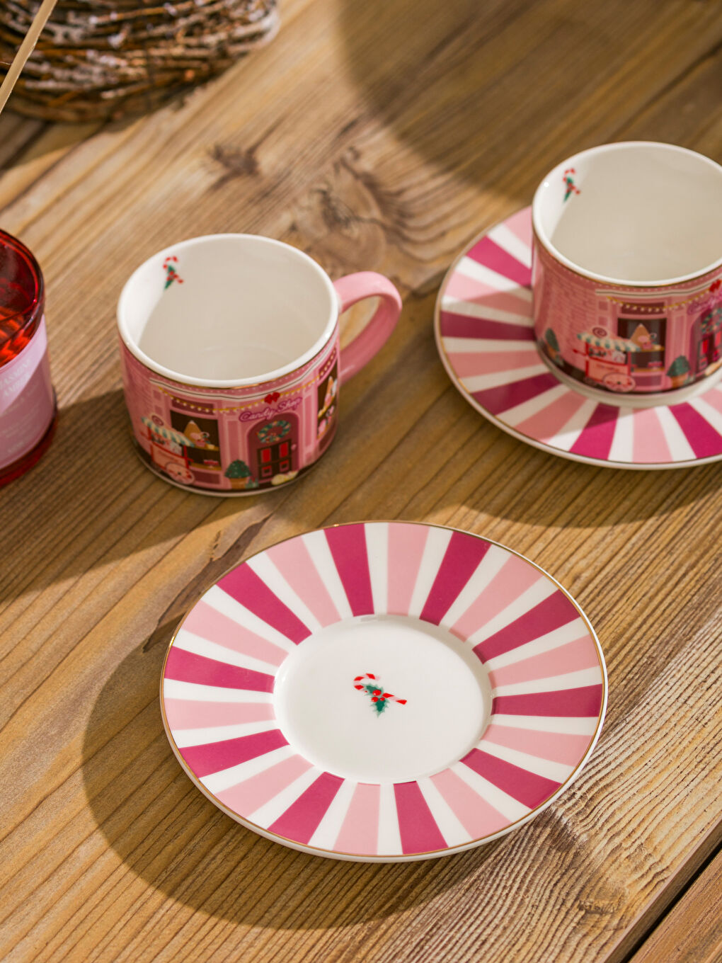 Karışık Yılbaşı Temalı 2 Kişilik Porselen Kahve Fincan Takımı 90 ml-1