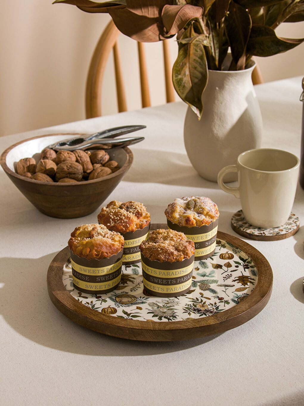 Kahverengi Ahşap Sunum Tabağı 30 cm