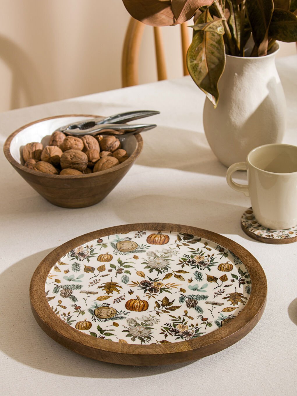 Kahverengi Ahşap Sunum Tabağı 30 cm-1