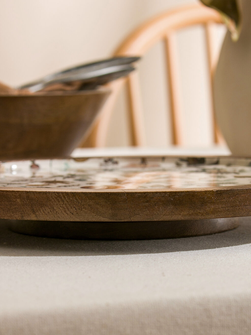 Kahverengi Ahşap Sunum Tabağı 30 cm-2