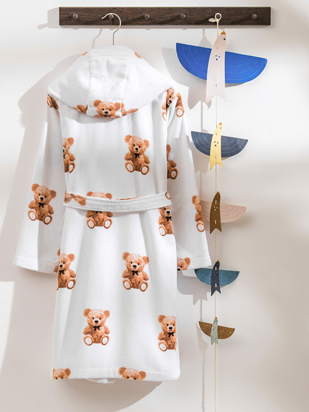 Karışık Ayı Teddy Baskılı Kız Çocuk Bornoz-1