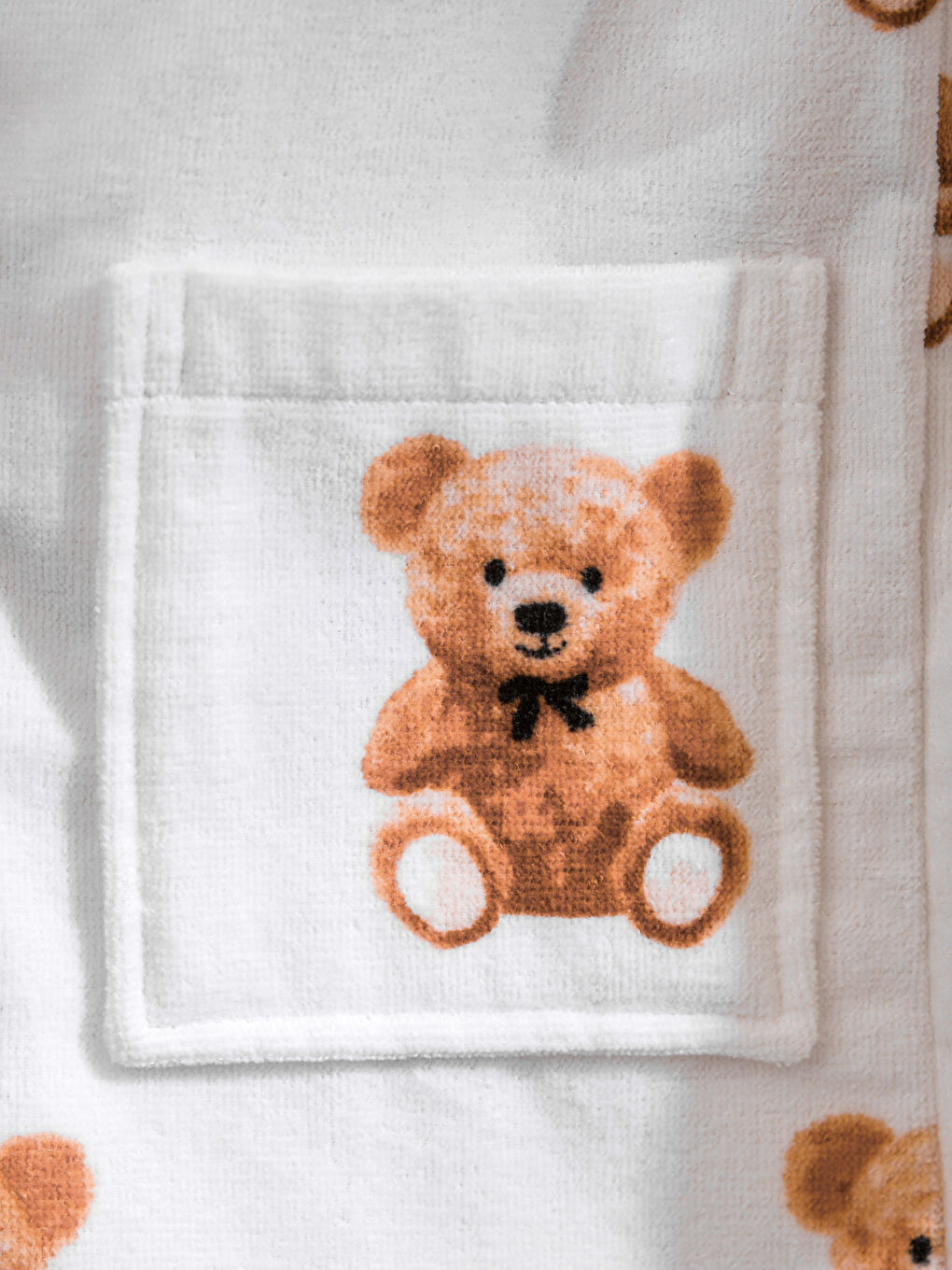 Karışık Ayı Teddy Baskılı Kız Çocuk Bornoz-2