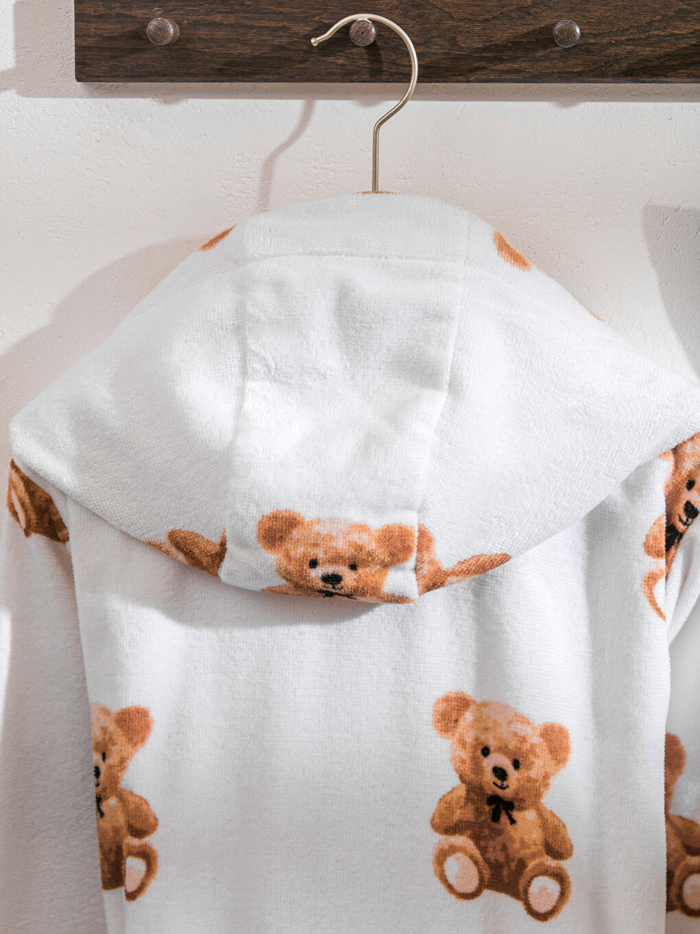 Karışık Ayı Teddy Baskılı Kız Çocuk Bornoz-3