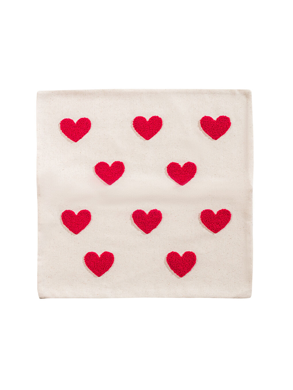 Kırmızı Kalp Baskılı Kırlent Kılıfı 45x45 cm-4