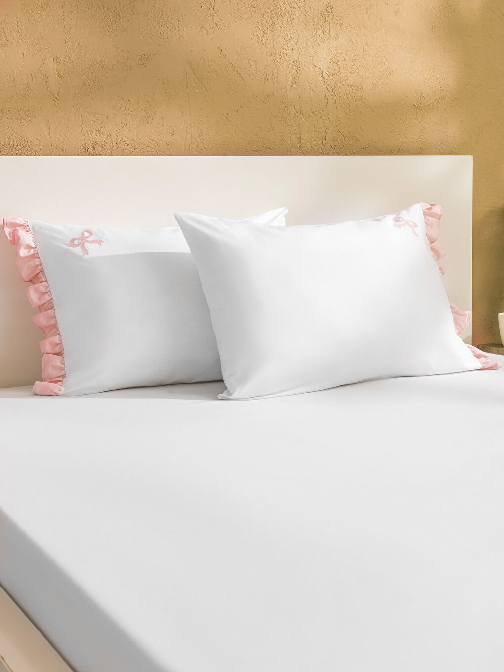 LCW HOME Bow Embroidered Pillowcase 2 Pack 50x70 cm -W5GL61Z8-J5E