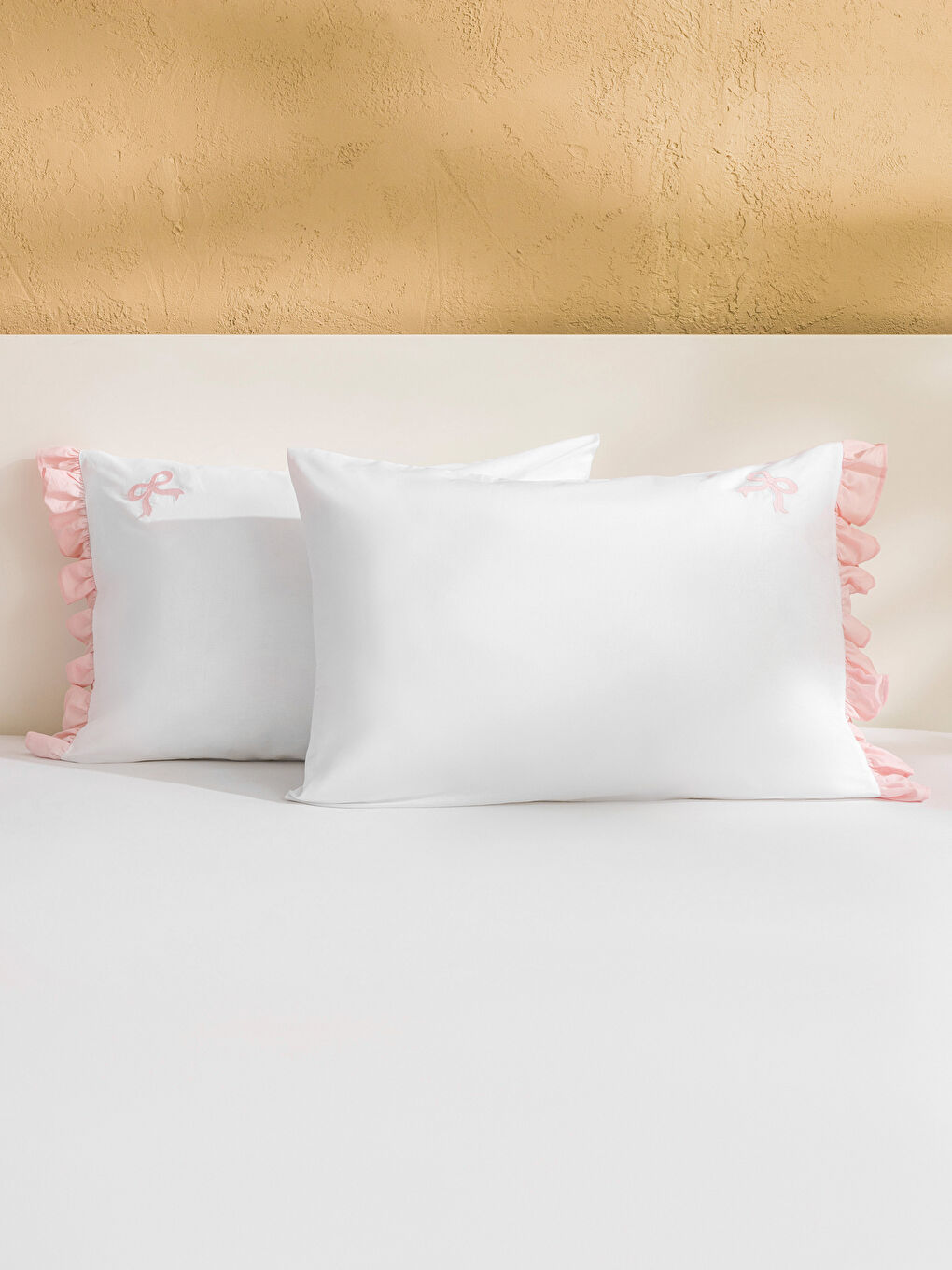 LCW HOME Bow Embroidered Pillowcase 2 Pack 50x70 cm -W5GL61Z8-J5E
