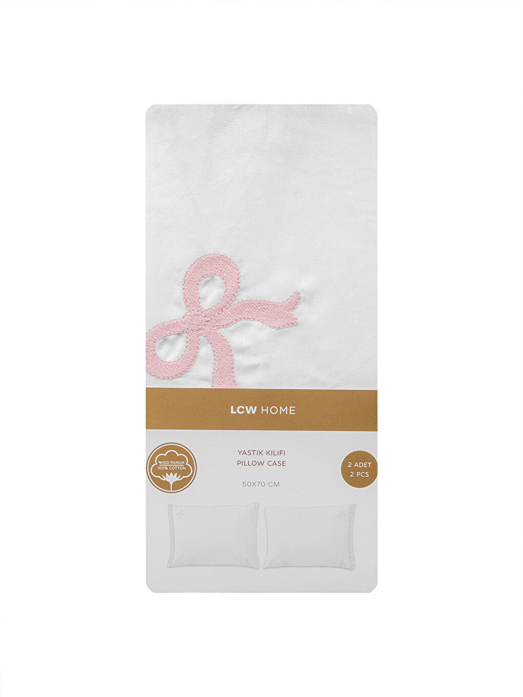 LCW HOME Bow Embroidered Pillowcase 2 Pack 50x70 cm -W5GL61Z8-J5E