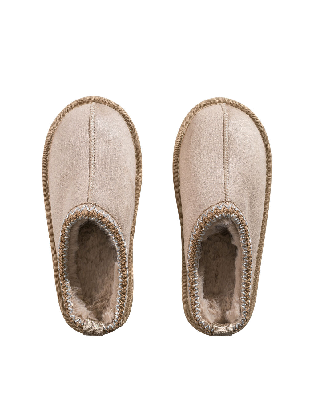 Bej Süet Görünümlü Kız Çocuk Ev Ayakkabısı-5