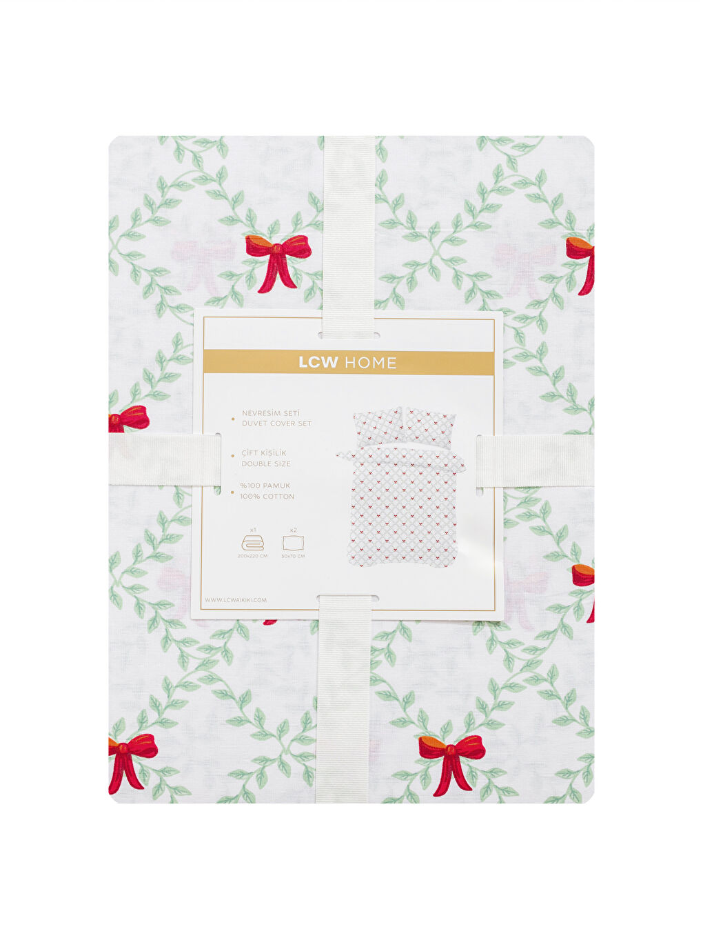 Bow Printed Double Duvet Cover Set-6