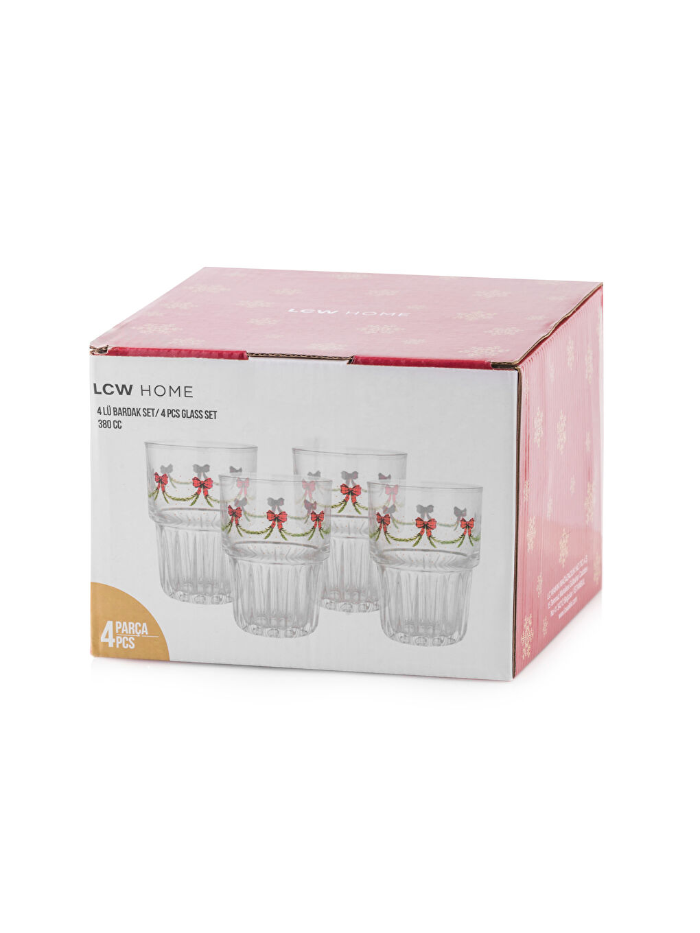 Floral Patterned Glass Set of 4 380 ml-3