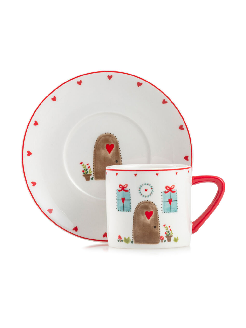 Karışık Yılbaşı Temalı 2 Kişilik Porselen Kahve Fincan Takımı 90  ml-4