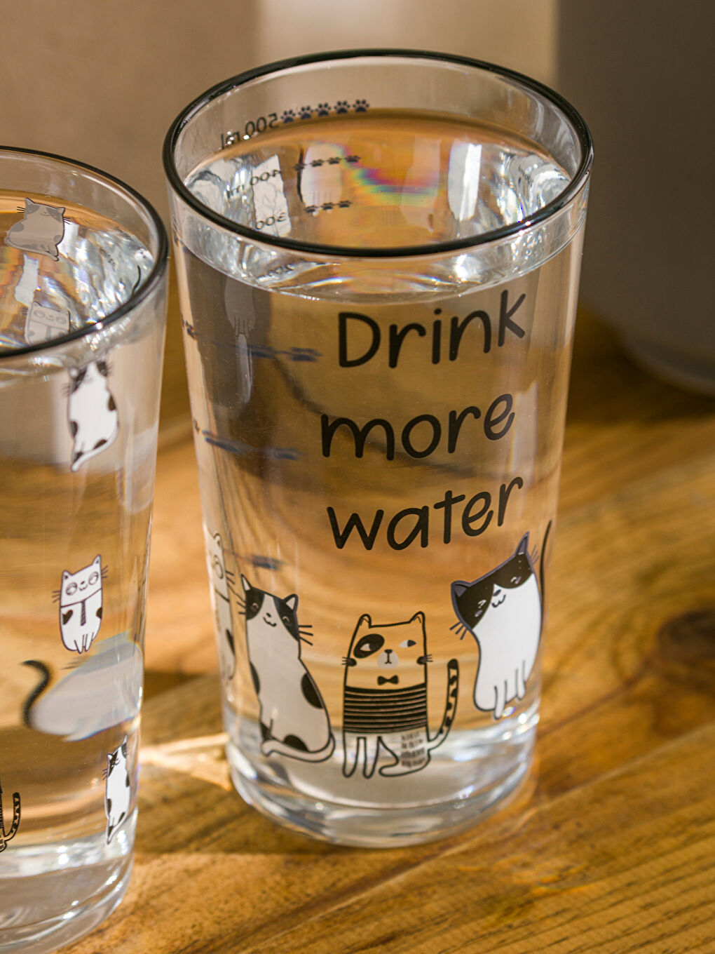 Cat Printed Glass Water Glass Set 2 Pack 570 ml-3