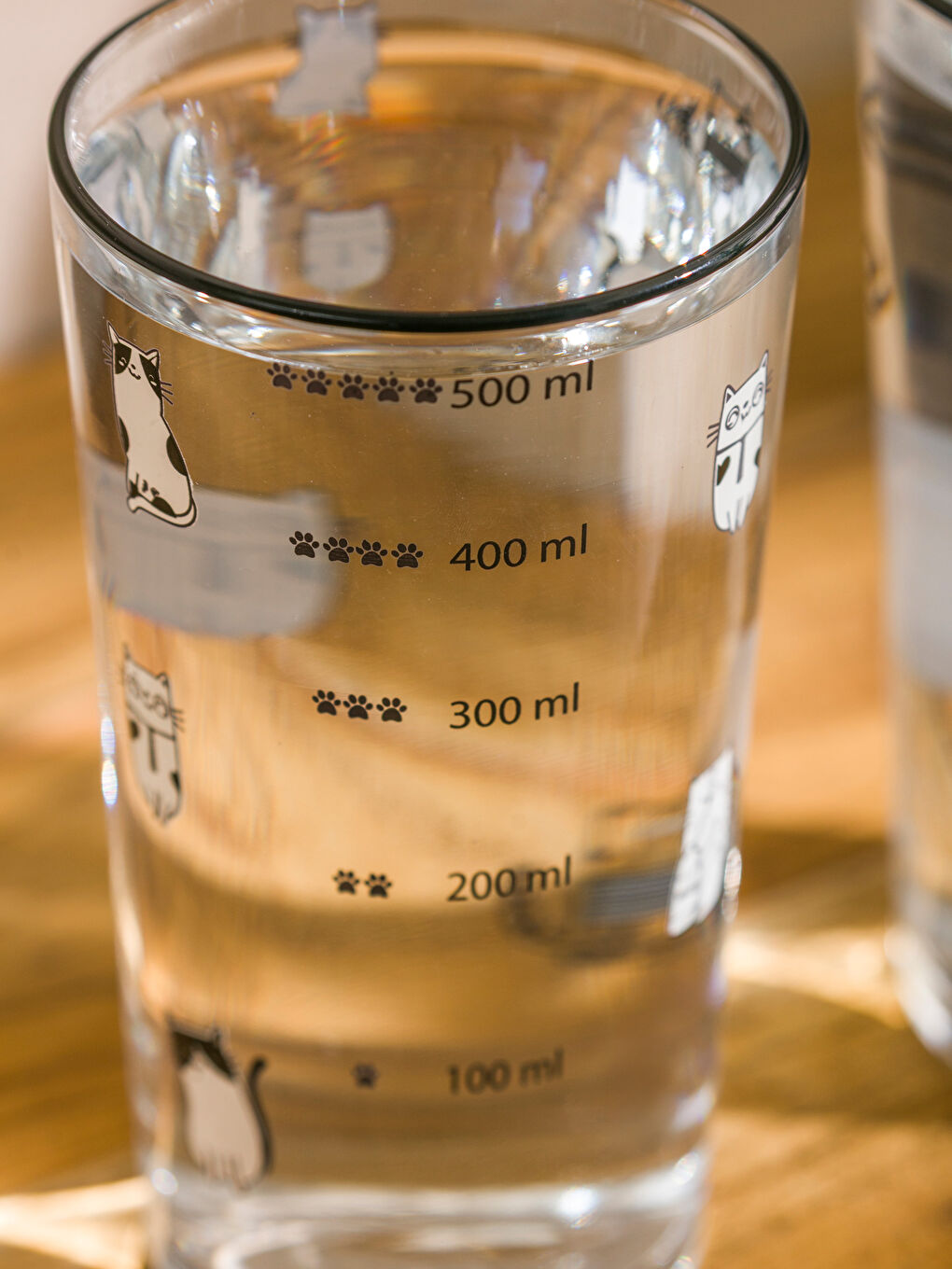 Cat Printed Glass Water Glass Set 2 Pack 570 ml-4