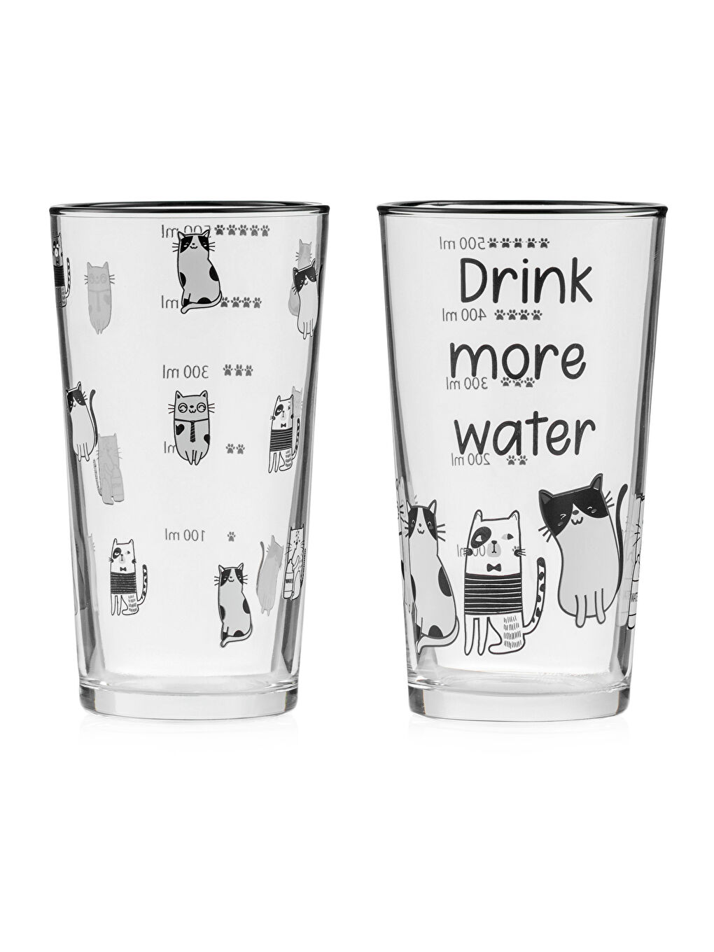 Cat Printed Glass Water Glass Set 2 Pack 570 ml-6