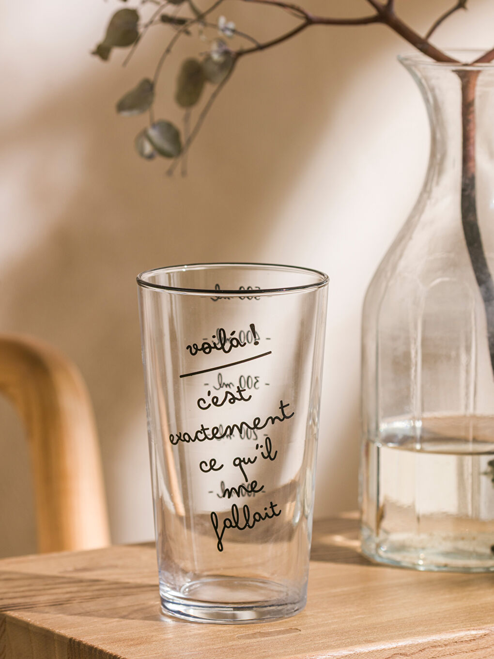 Siyah Baskılı Cam Bardak 500 ml-2