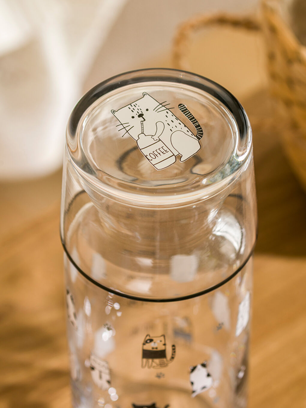 Cat Printed Glass Jug 700 Ml-3
