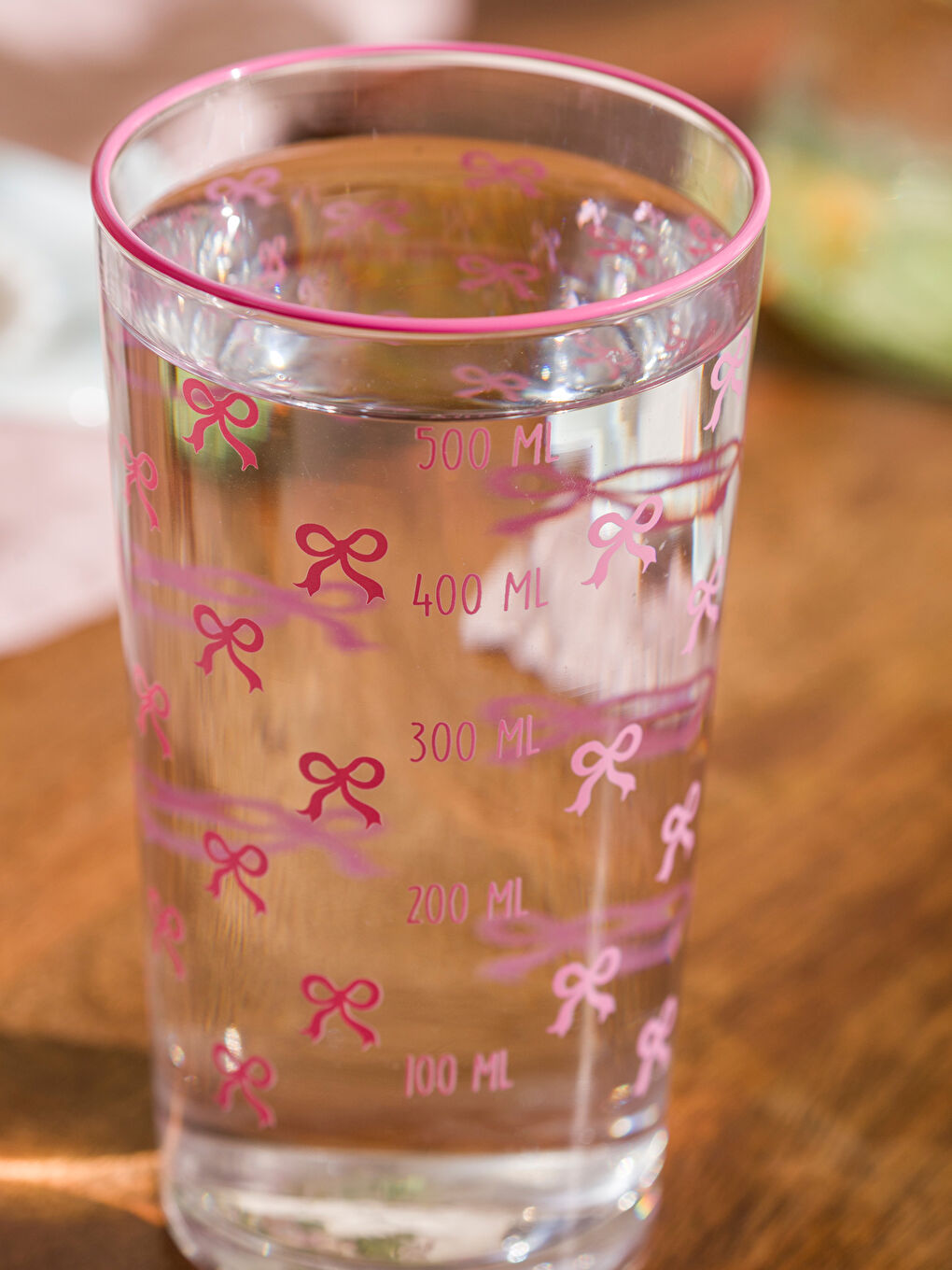 Pembe Fiyonk Baskılı Cam Bardak 500 ml-3