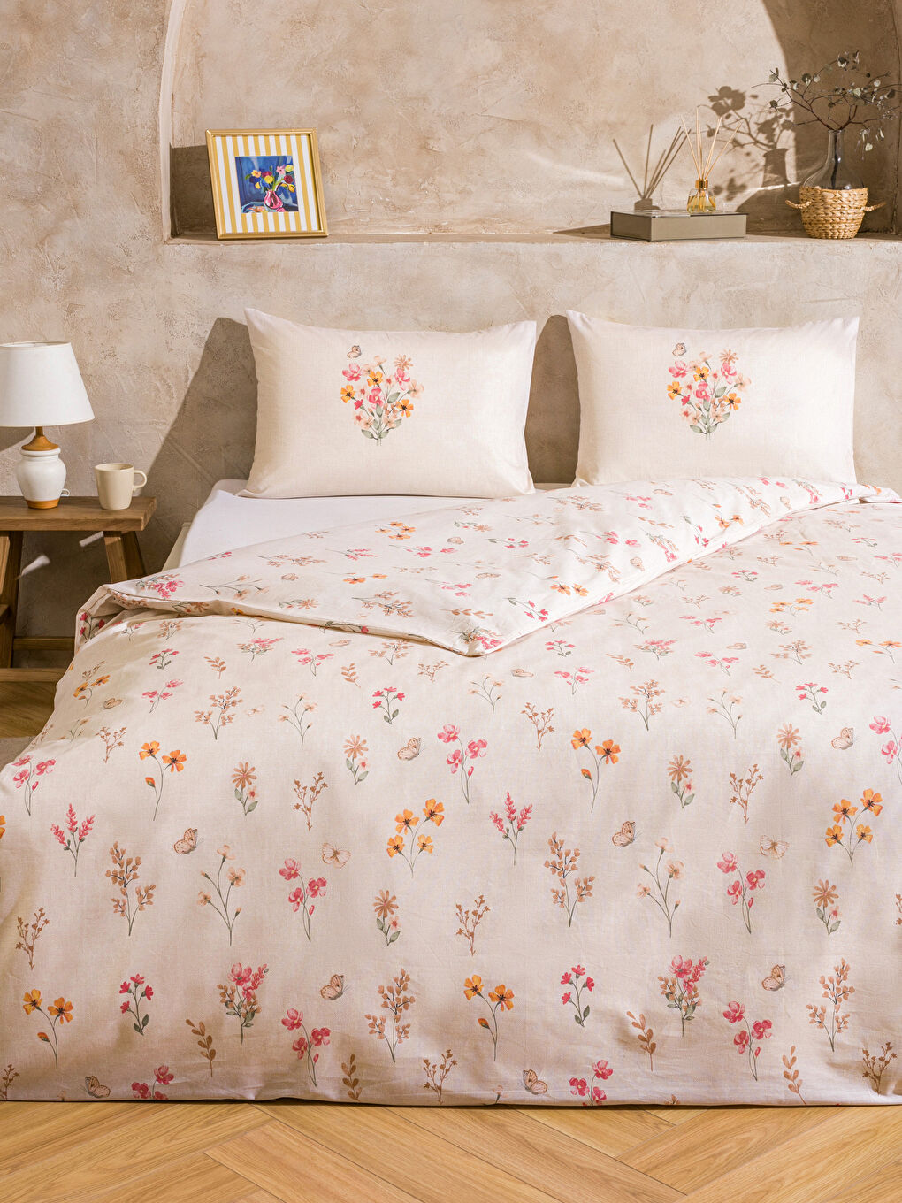 LCW HOME سێتی کەڤەری دووانە پەڕۆی کۆتۆن -W5H685Z8-F9C