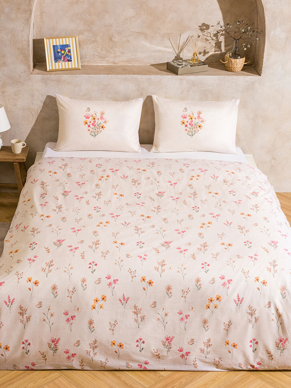 LCW HOME سێتی کەڤەری دووانە پەڕۆی کۆتۆن -W5H685Z8-F9C