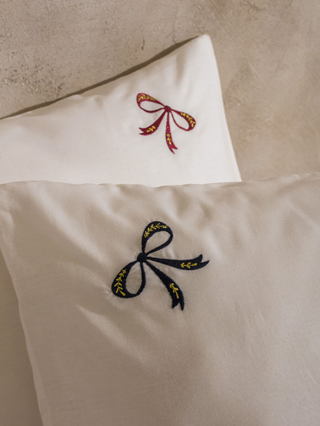 LCW HOME Bow Embroidered Pillowcase 2 Pack 50x70 cm -W5H769Z8-LXH