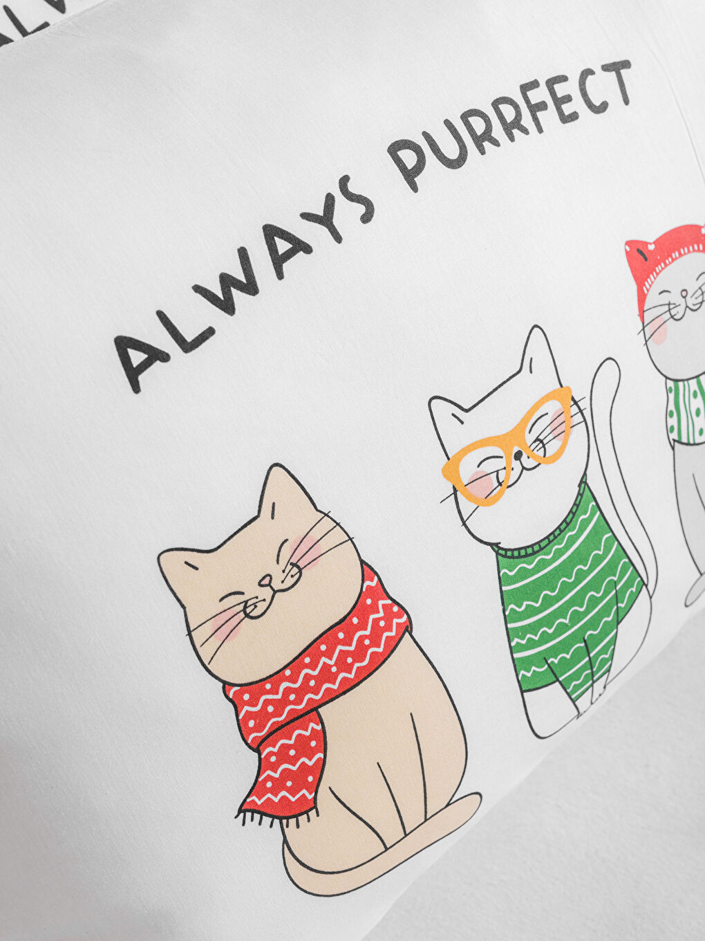 LCW HOME Cat Printed Cotton Pillowcase 2 Pack 50x70 cm -W5H777Z8-F9C