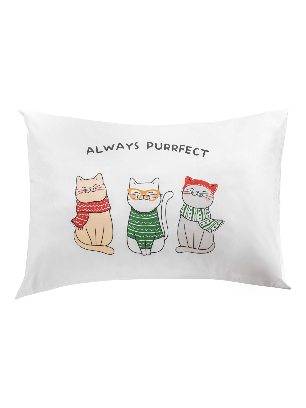 LCW HOME Cat Printed Cotton Pillowcase 2 Pack 50x70 cm -W5H777Z8-F9C