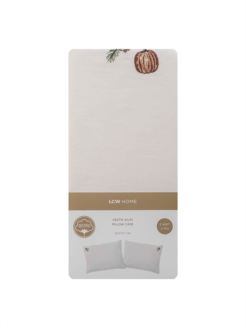 LCW HOME Embroidered Cotton Pillowcase 2 Pack 50x70 cm -W5H785Z8-LXH