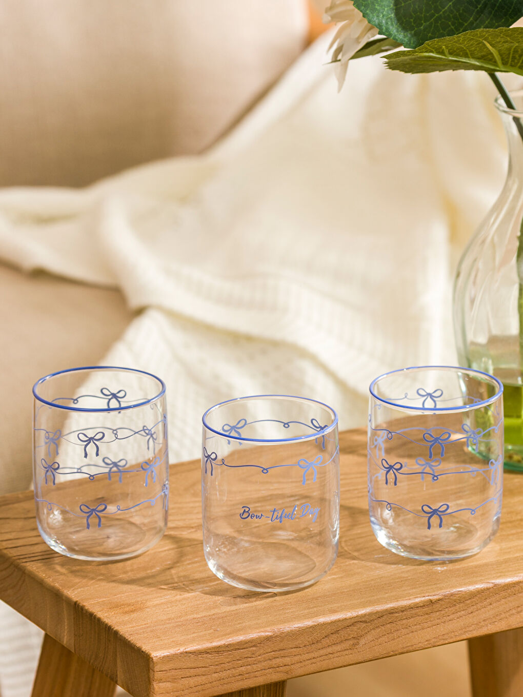 Bow Printed Glass Water Glass 3-pack 280 ml-1