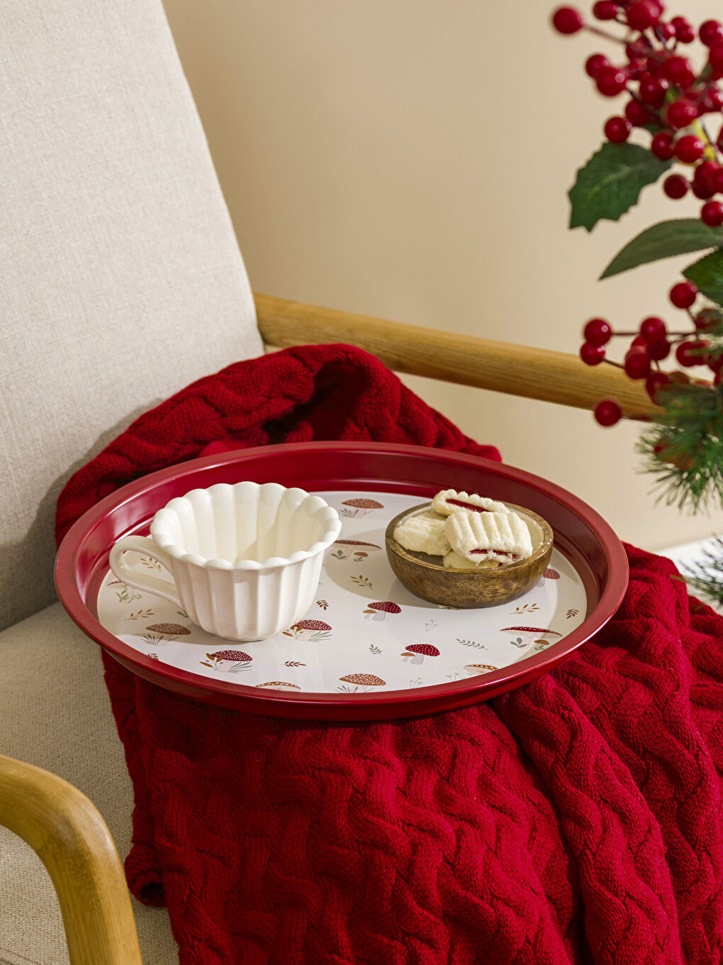 Karışık Baskılı Metal Tepsi 34 cm