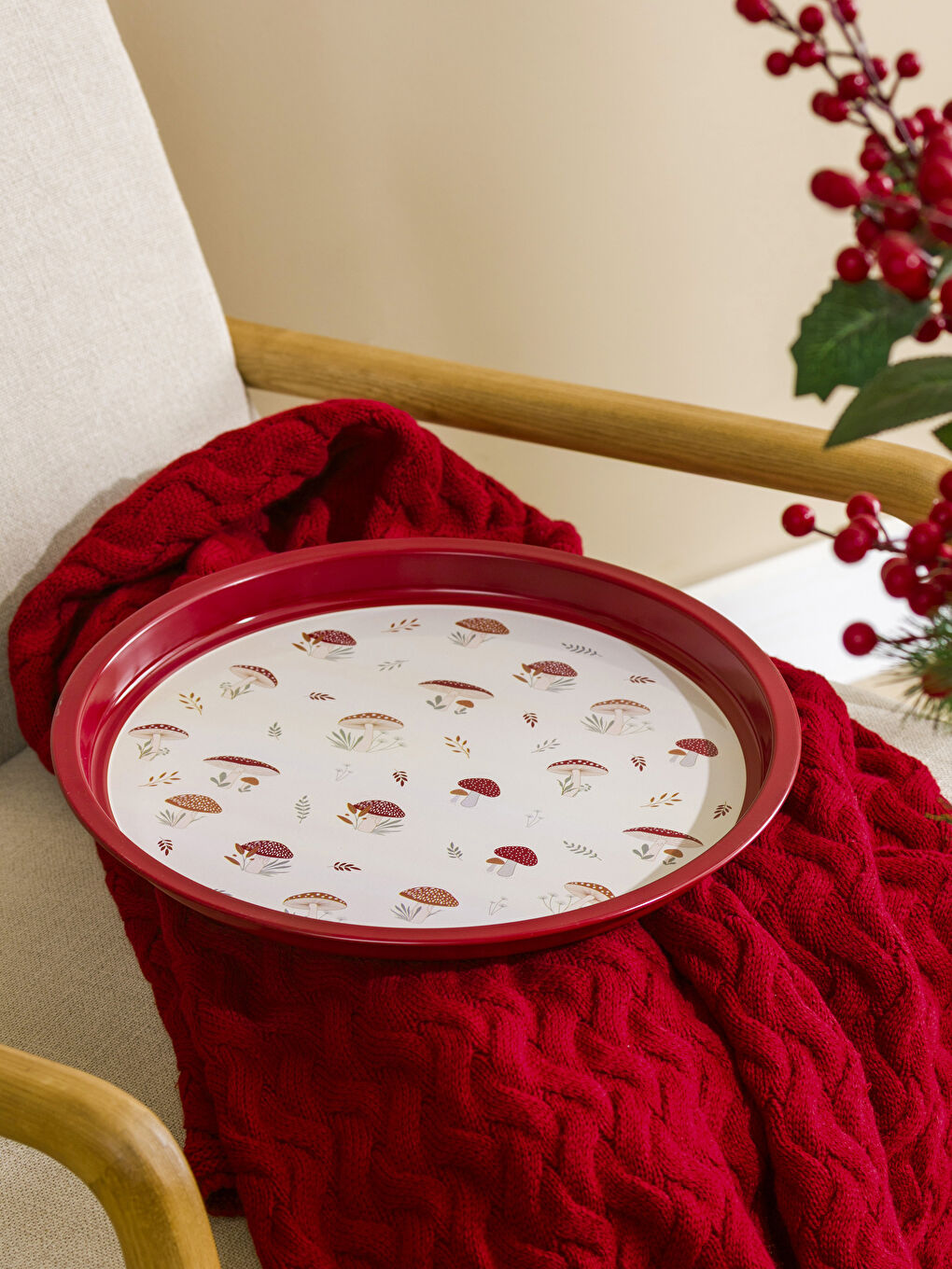 Karışık Baskılı Metal Tepsi 34 cm-1