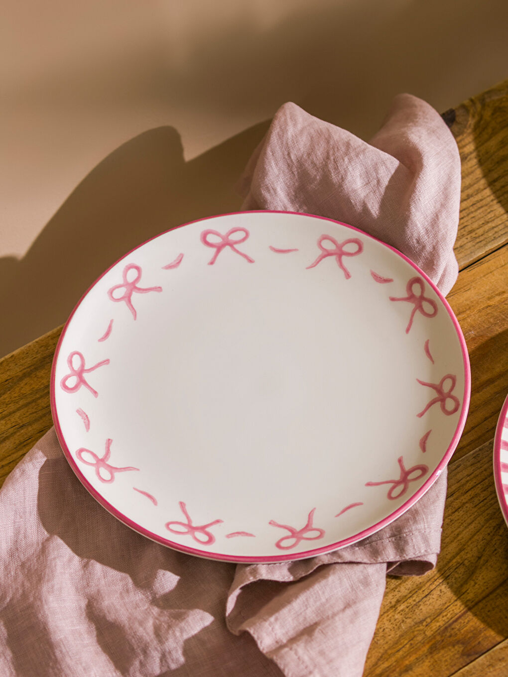 LCW HOME Bow Printed Ceramic Cake Plate Set 4-pack 21 cm -W5HH26Z8-LT4