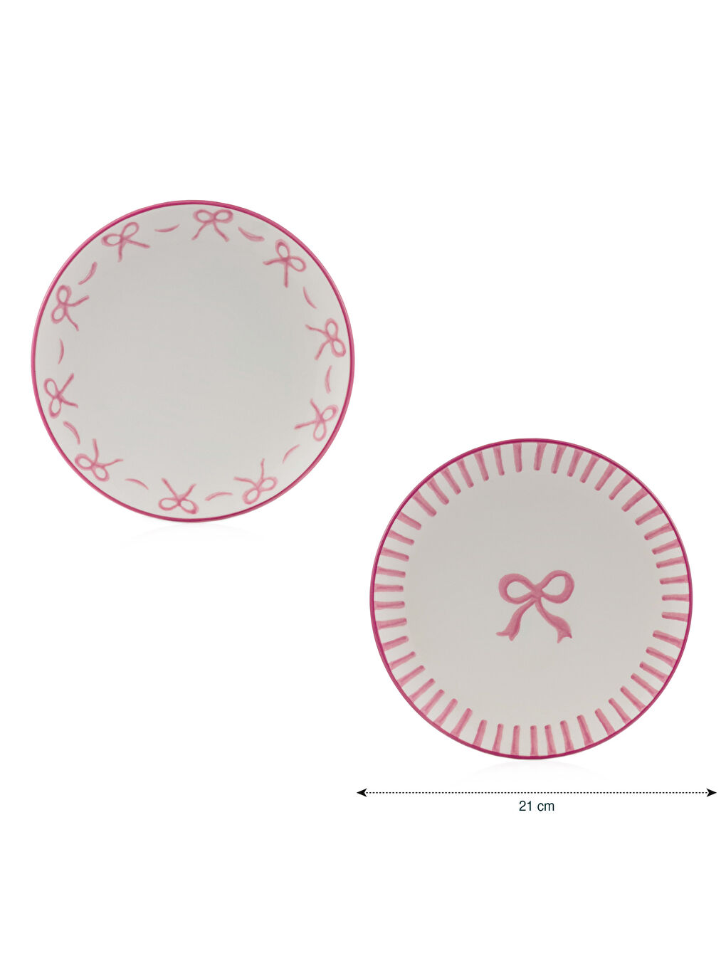 LCW HOME Bow Printed Ceramic Cake Plate Set 4-pack 21 cm -W5HH26Z8-LT4