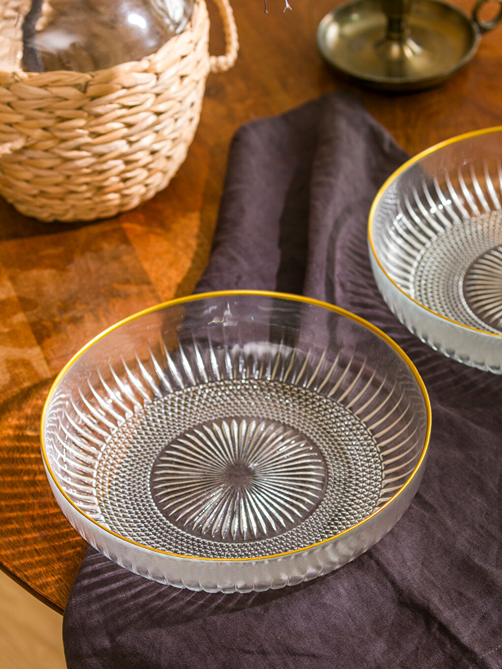 LCW HOME Patterned Glass Bowl Set 2 Pack 21 cm -W5HI35Z8-LUL