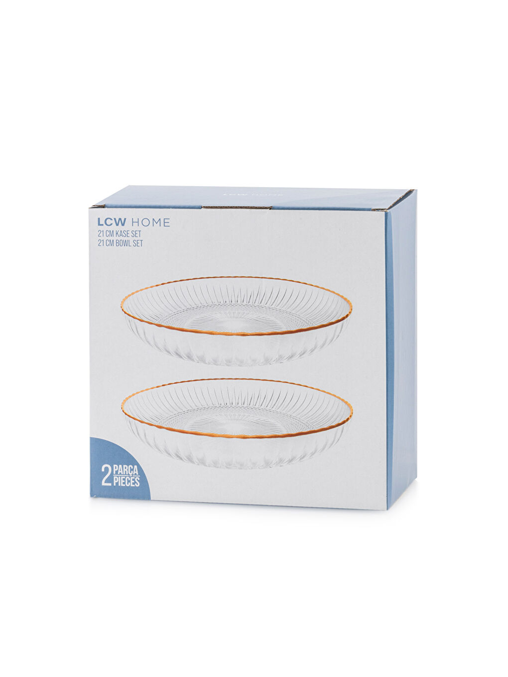 LCW HOME Patterned Glass Bowl Set 2 Pack 21 cm -W5HI35Z8-LUL