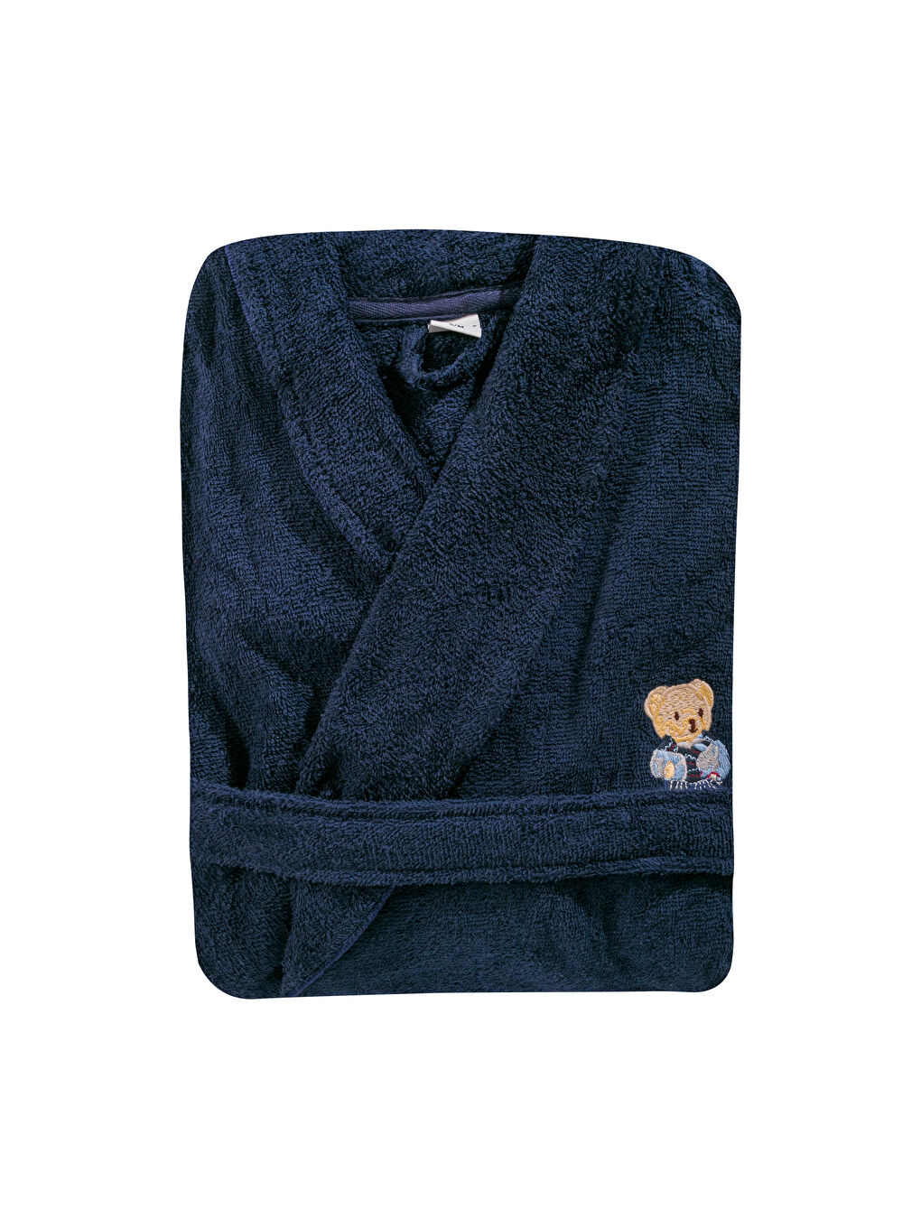 Lacivert Ayı Teddy Nakışlı Pamuklu Erkek Bornoz-3
