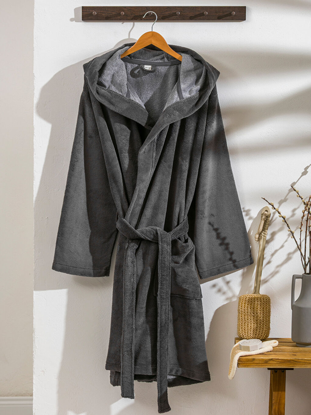 LCW HOME Unisex ANTHRACITE Bathrobe -W5HL34Z8-ZZZ