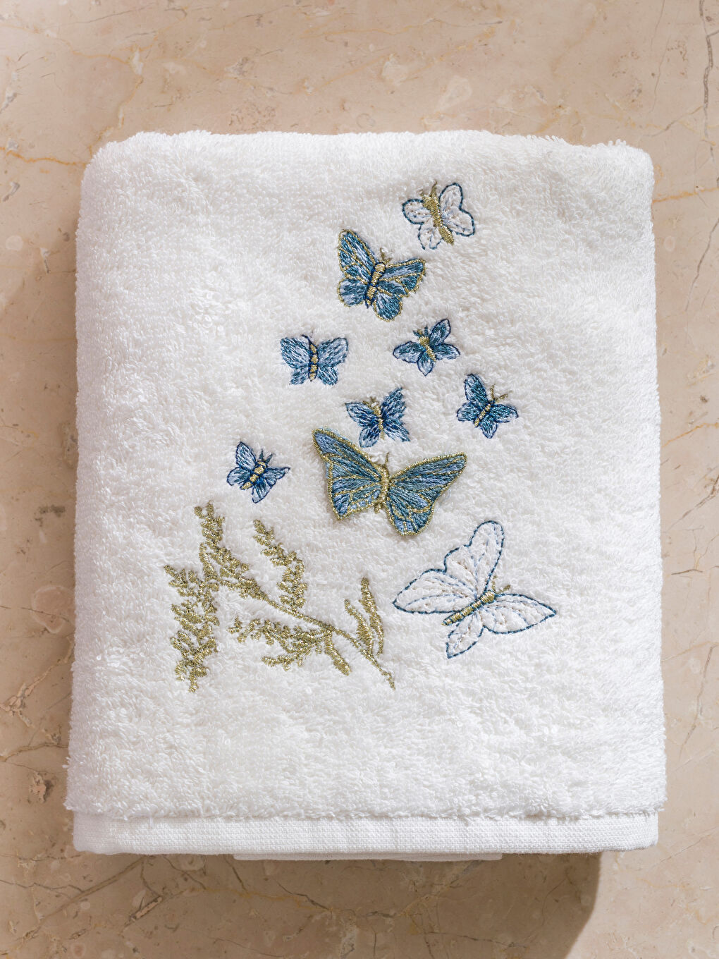 LCW HOME Butterfly Embroidered Hand Towel 50x80 cm -W5HL35Z8-EEW