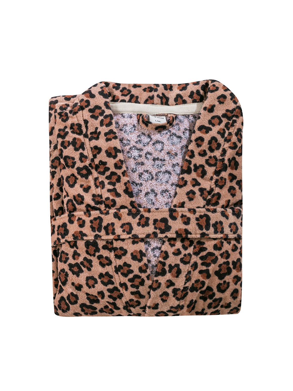 Karışık Leopar Desenli Pamuklu Kadın Bornoz-3