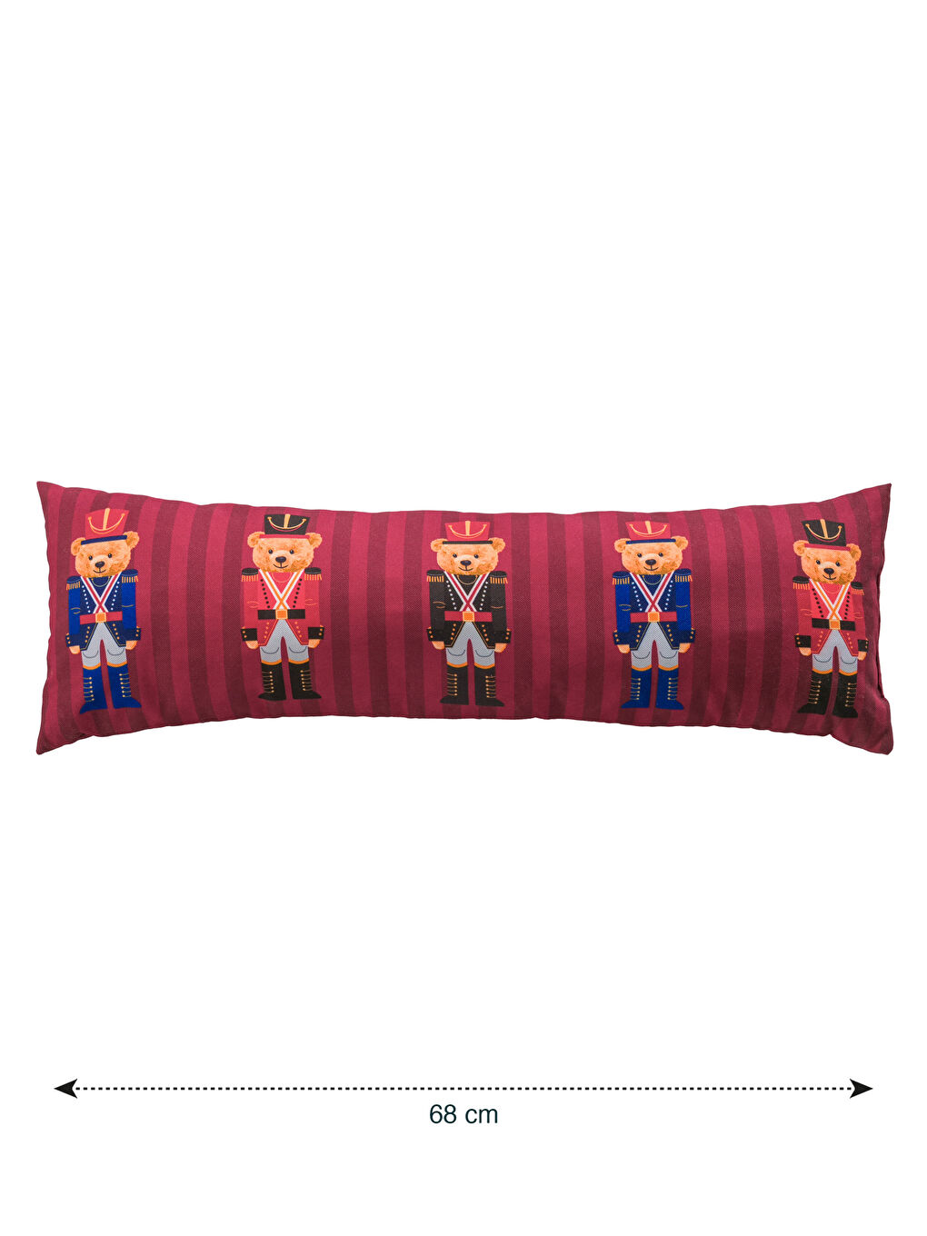 Teddy Bear Soldier Printed Long Decorative Cushion-3
