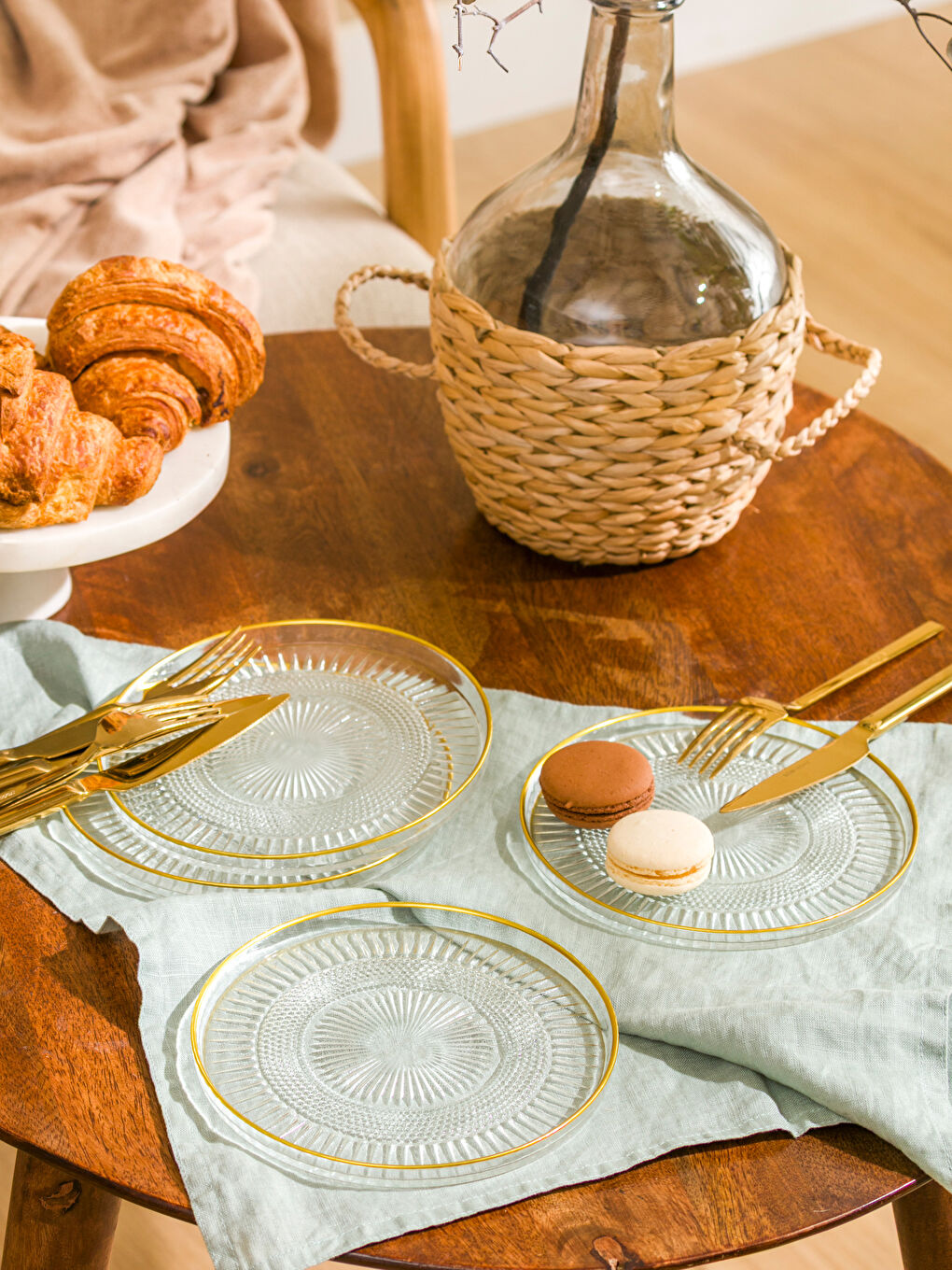 LCW HOME Patterned Glass Cake Plate Set of 4 16 cm -W5HR78Z8-Q57
