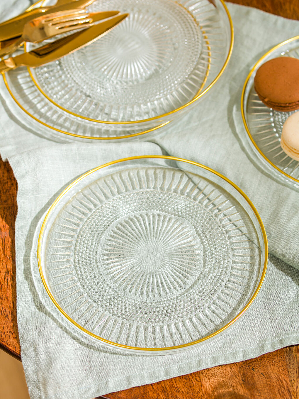 LCW HOME Patterned Glass Cake Plate Set of 4 16 cm -W5HR78Z8-Q57