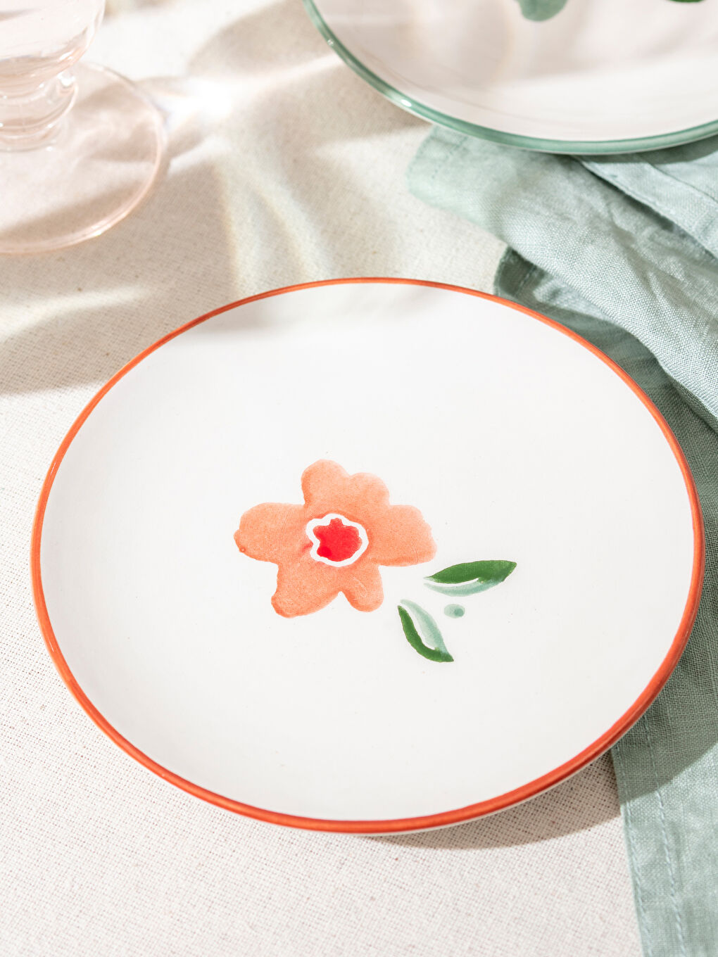 LCW HOME Keramik Kuchenteller Set mit Blumenmuster 4er-Pack 16 cm -W5HR87Z8-M0T