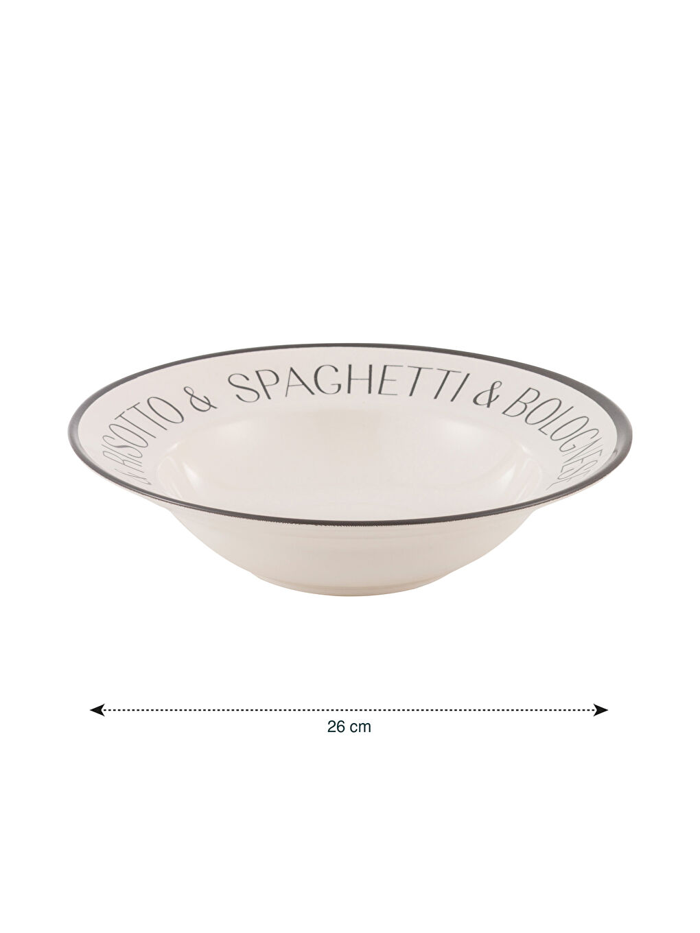 Siyah Baskılı Seramik Makarna Tabağı 26 cm-2