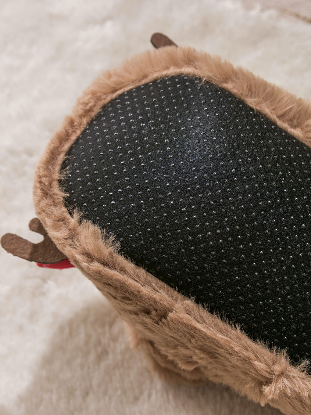 Bej Hayvan Figürlü Pelüş Kadın Panduf-4