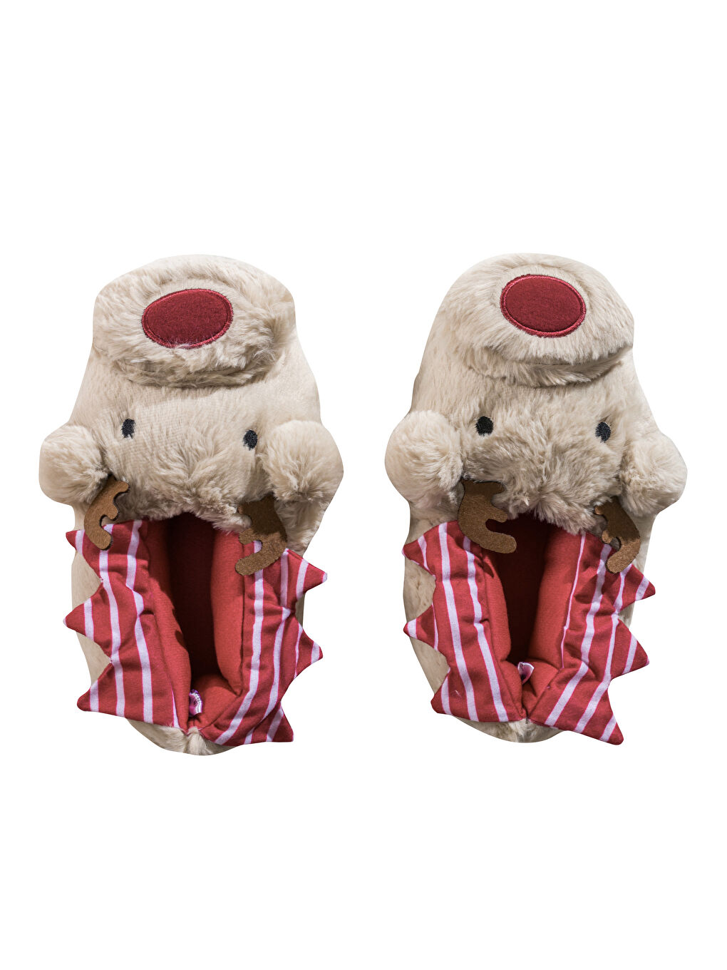 Beyaz Hayvan Figürlü Pelüş Kadın Panduf-5