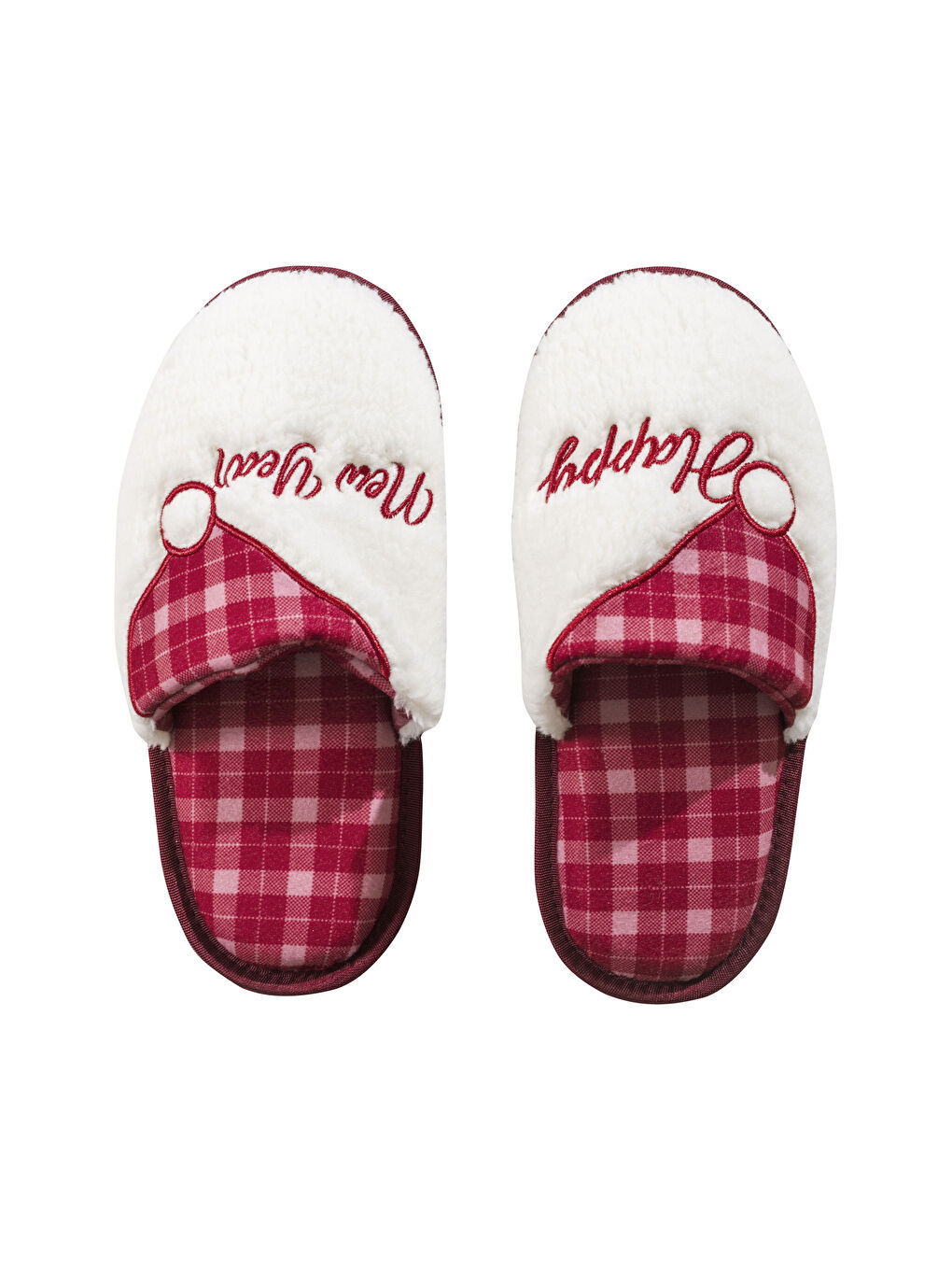 Beyaz Yılbaşı Temalı Kadın Pelüş Ev Terliği-5