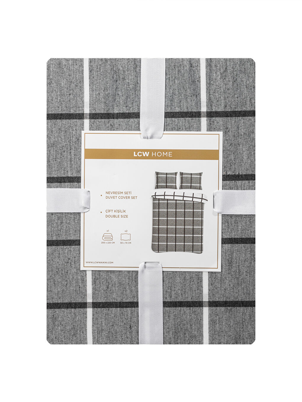 LCW HOME Plaid Patterned Double Duvet Cover Set -W5I408Z8-M0T