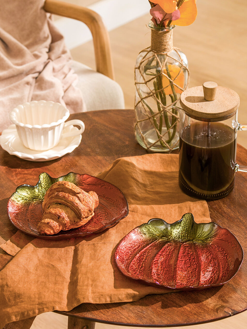 Karışık Bal Kabağı Figürlü Cam Tabak Seti 2'li