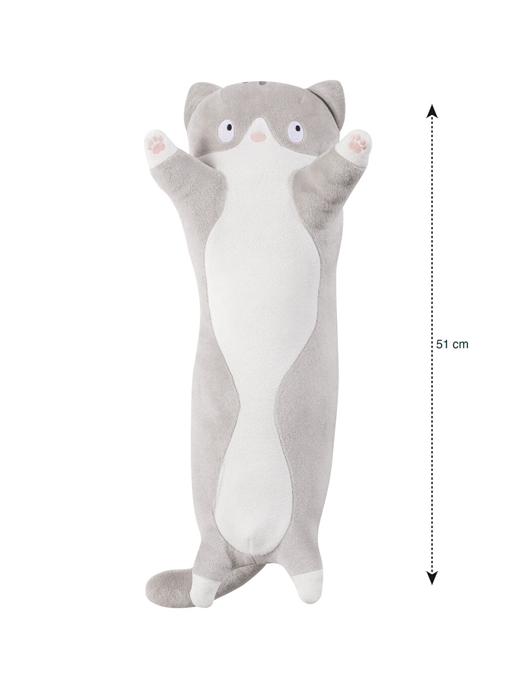 Gri Kedi Figürlü Pelüş Koyun Kırlent 51 cm-3